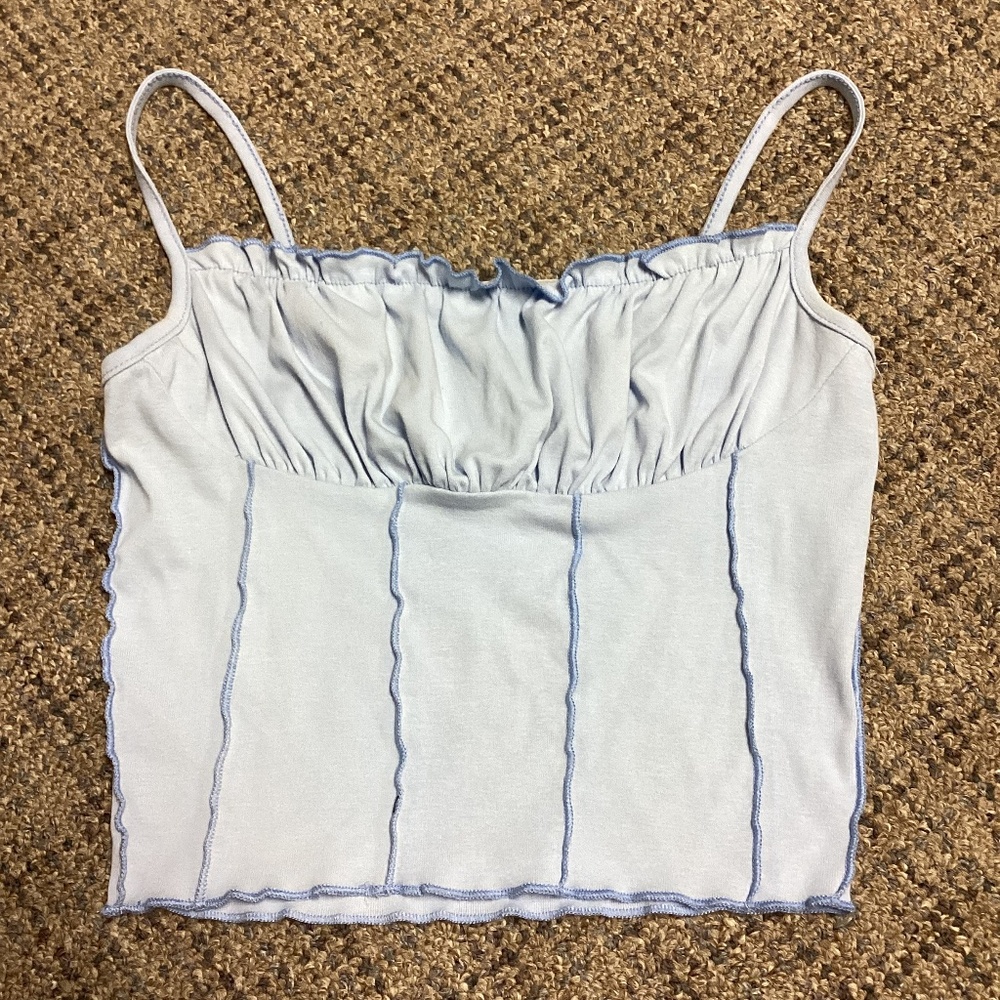 SHEIN Baby Blue Ruched Spaghetti Strap Crop Tank Top * Size Juniors Small